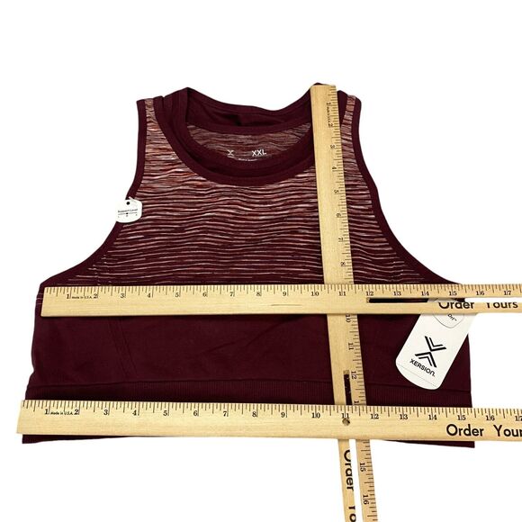 Xersion Crop Top Womens 2XL Burgundy Space Dye Quick Dry Sleeveless Sportswear - Picture 4 of 10